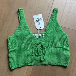 Green Knit Crop Top